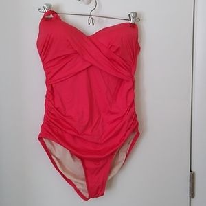 Merona Coral Halter Style One Piece Swimsuit Size M